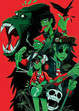 Gorillaz Band Illustration