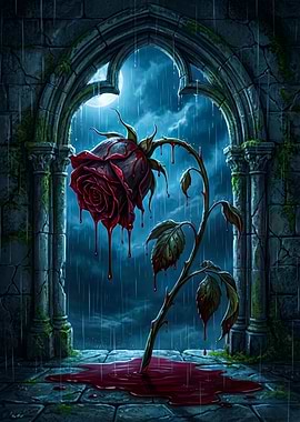 Bleeding Rose in Gothic Archway