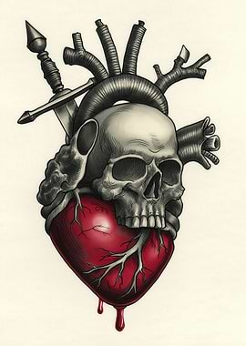 Heart Skull and Sword