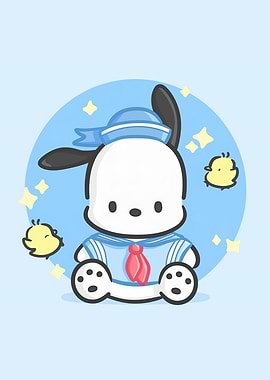 Pochacco in Sailor Outfit with Chicks