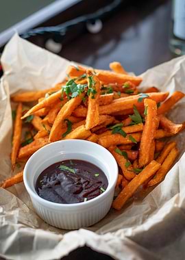 Sweet Potato Fries with BBQ Sauce