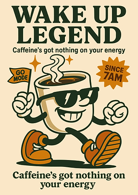 Wake Up Legend Coffee Cartoon