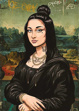Modern Hypebeast Mona Lisa with Tattoos