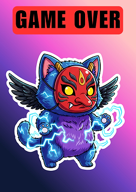 Game Over: Masked Cat with Lightning