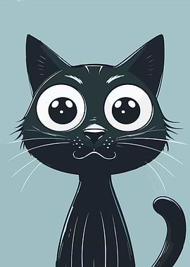 Cartoon Black Cat Portrait