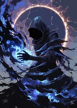 Hooded Figure with Blue Energy