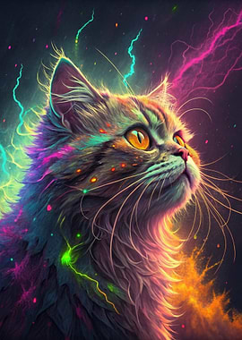 Colorful Cat Portrait