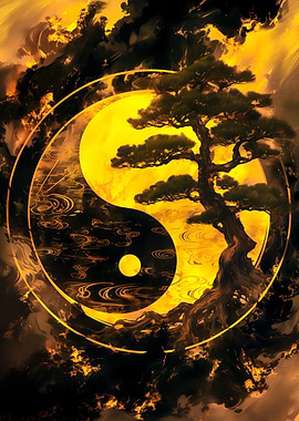 Yin Yang Tree Digital Art