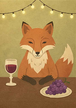 Fox with Wine and Grapes