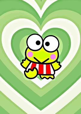Keroppi with Green Heart Background