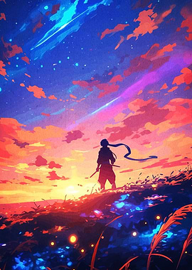 Anime Warrior Sunset