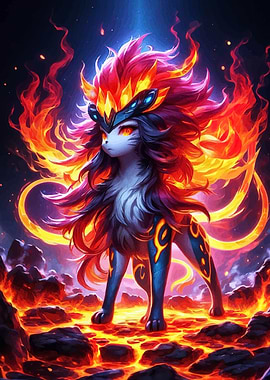 Fiery Feline Fantasy Creature