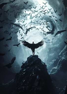 Winged Figure Peak with Birds