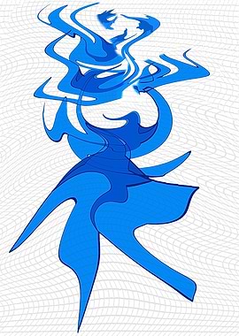 Abstract Blue Figure on White 4
