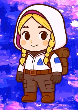 Cartoon Hiker Girl with Backpack