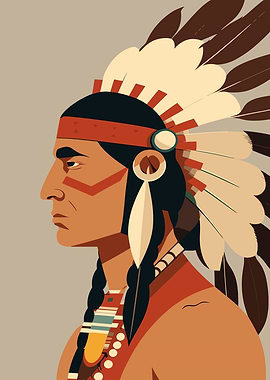 Native American Chief Portrait Illustration