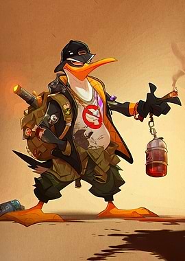 Cartoon Duck Character with Urban Style