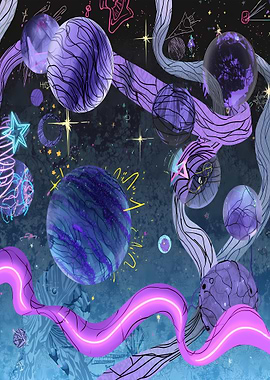 Abstract Space Art with Planets