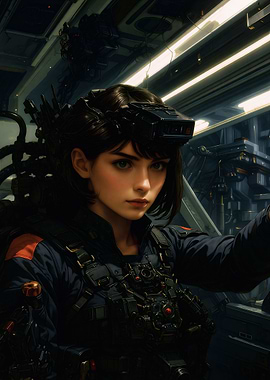 Sci-Fi Sentinel of the Neon Core