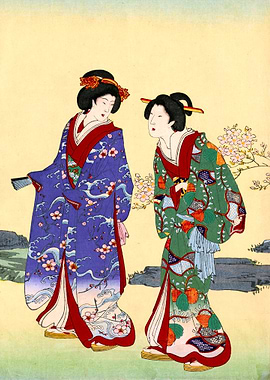 Two Women in Kimonos, Japanese Art