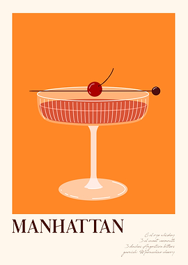 Manhattan Cocktail Illustration