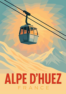 Alpe d'Huez France Ski Resort Poster
