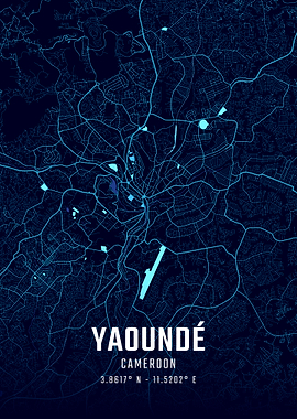 Yaoundé Midnight City Map