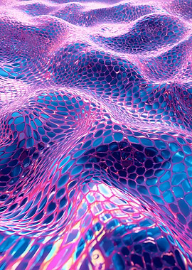 Abstract Wavy Pattern in Blue and Pink