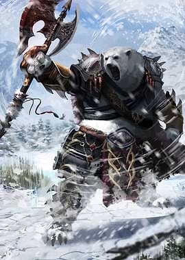 Polar Bear Warrior with Axe