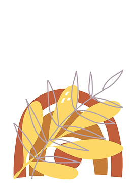 Abstract Rainbow with Leaves Illustration