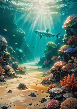 Underwater Scene with Shark