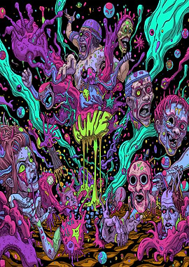 Psychedelic Zombie Apocalypse Illustration