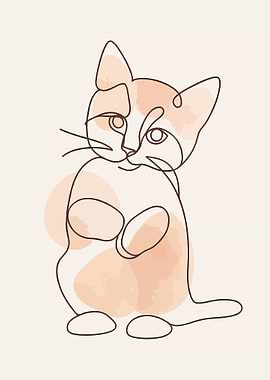 Minimalist Cat Line Art Illustration
