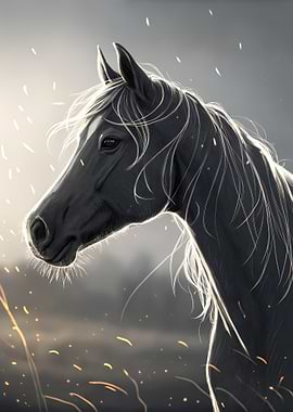 Elegant Dark Horse Portrait Wall Art