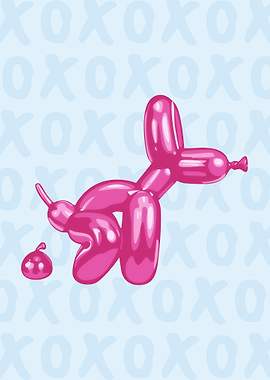 Pink Balloon Dog with Poop