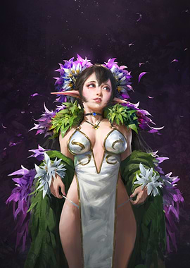 Elf Woman with Flowers