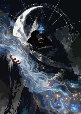 Hooded Figure with Magic Art