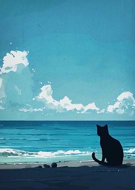 Black Cat by the Sea
