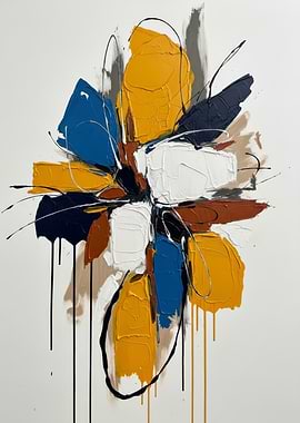 Abstract Floral Painting with Bold Colors