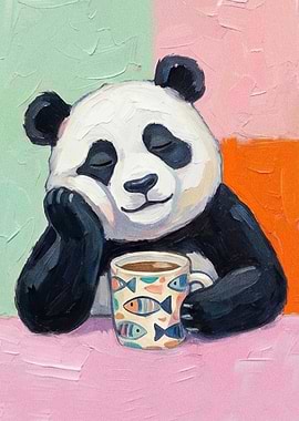 Sleepy Panda Coffee Break
