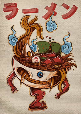 Monster Ramen Bowl Illustration