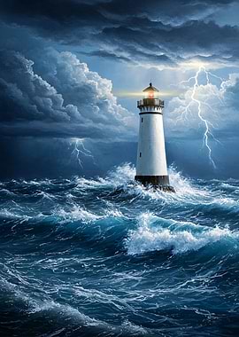Lighthouse in Stormy Weather
