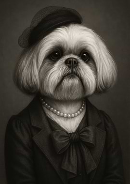 Elegant Shih Tzu Portrait in Sepia Tones