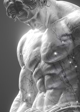 Marble Statue of a Muscular Man