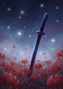 Sword in Red Spider Lily Field
