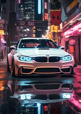 M4 car in Neon Cityscape