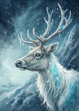 Winter Reindeer Portrait