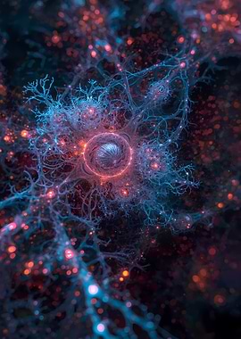 Abstract Neural Network with Glowing Particles