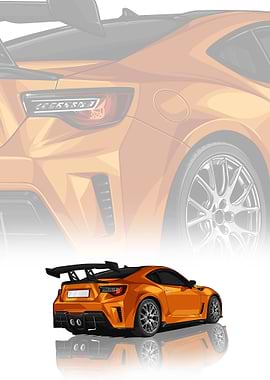 Subaru BRZ STI Performance Orange Illustration