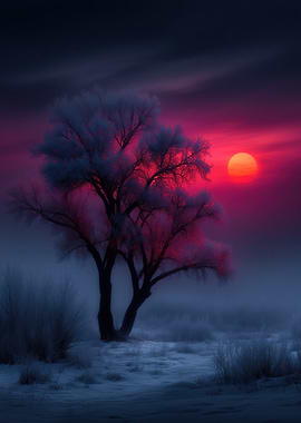 Winter Tree at Sunset